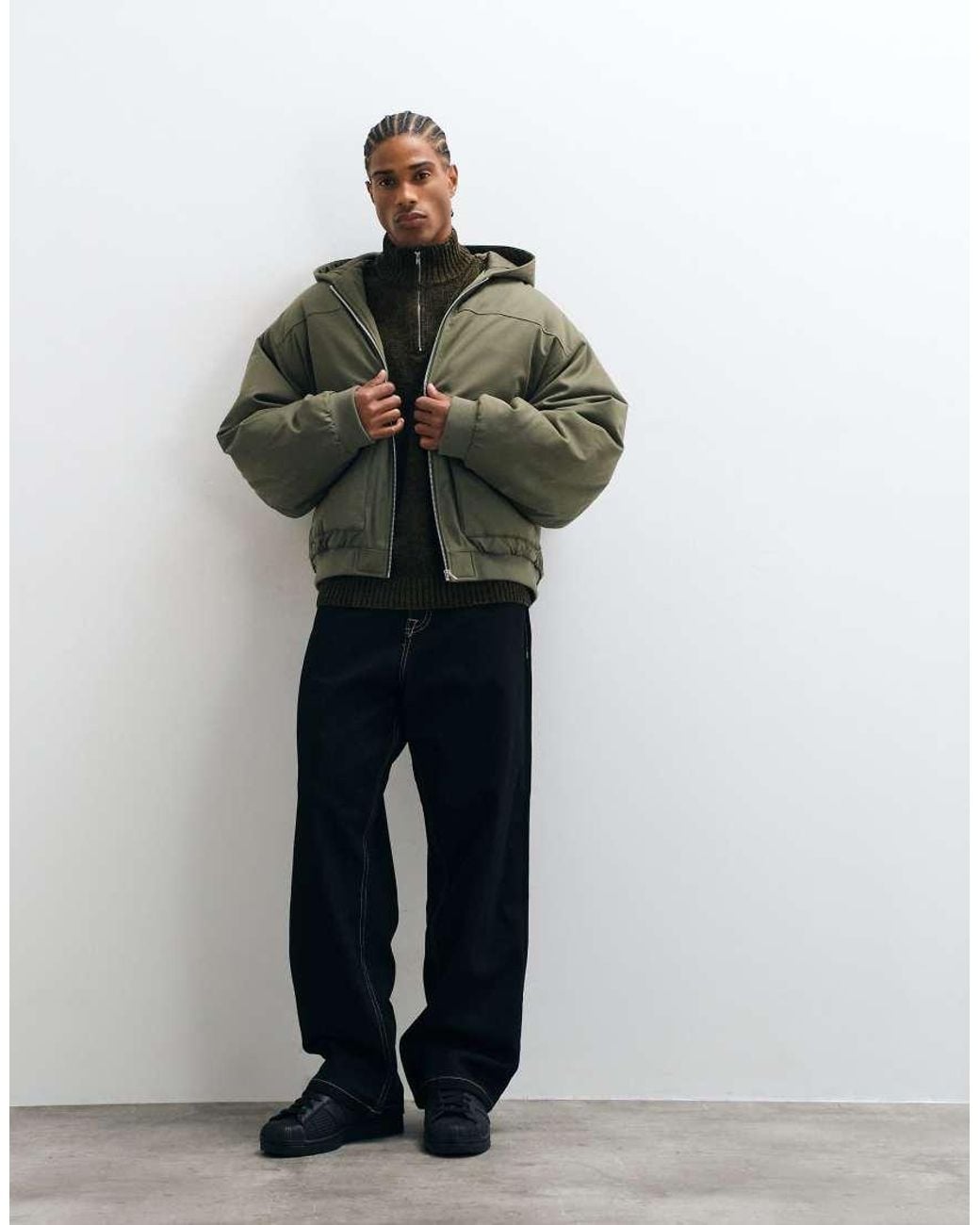 ASOS Green Hooded Bomber Jacket for men