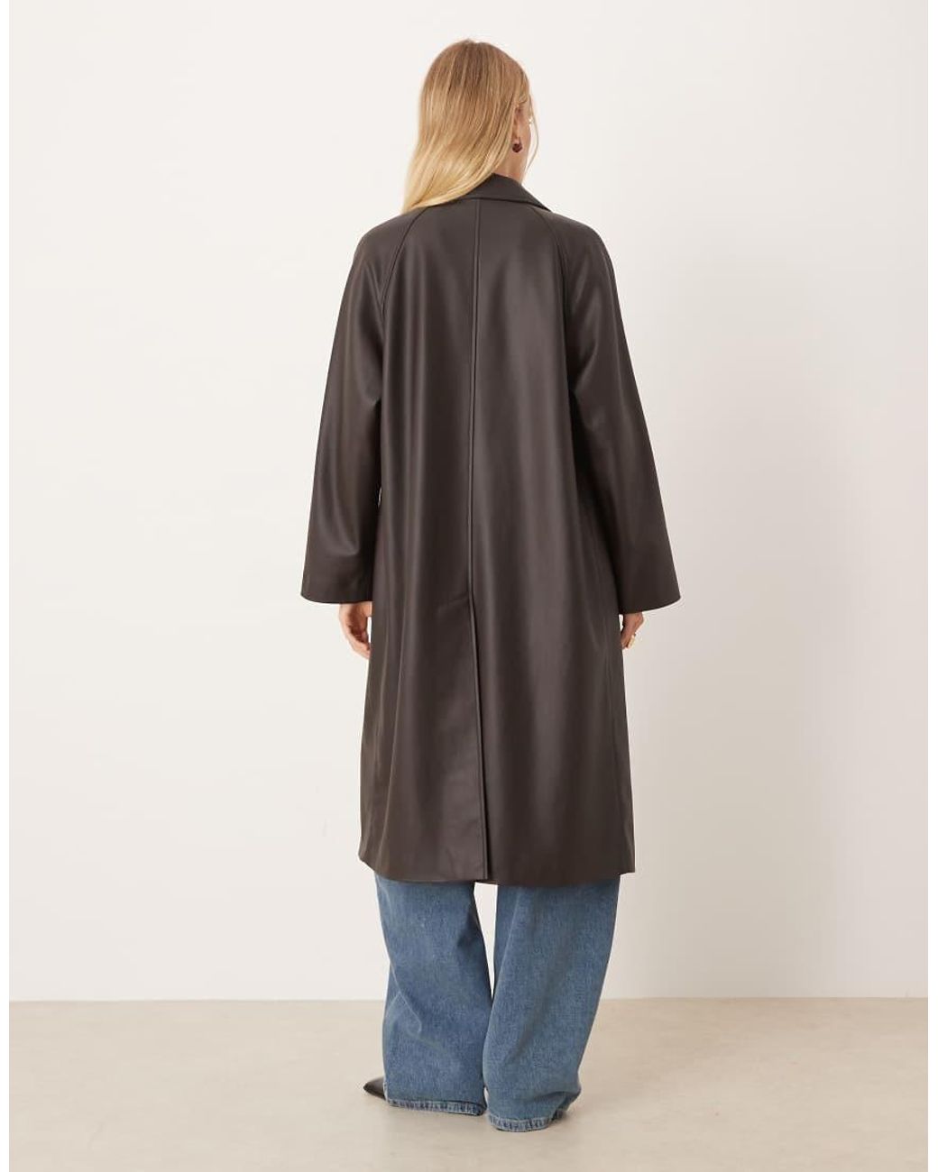 Mango Blue Faux Leather Trench Coat