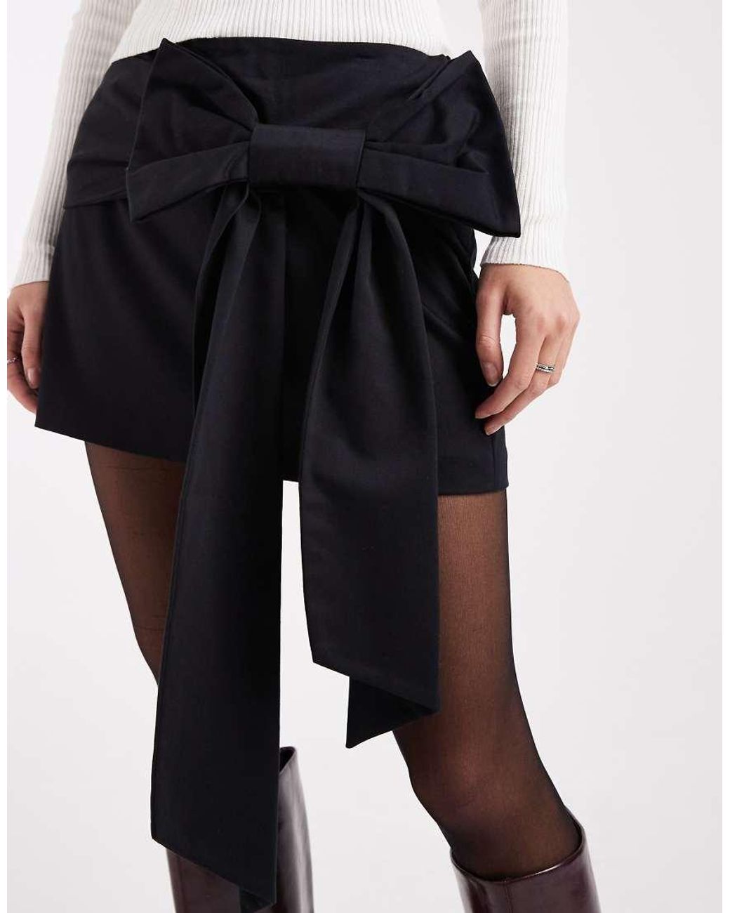 Miss Selfridge White Extreme Bow Party Mini Skirt