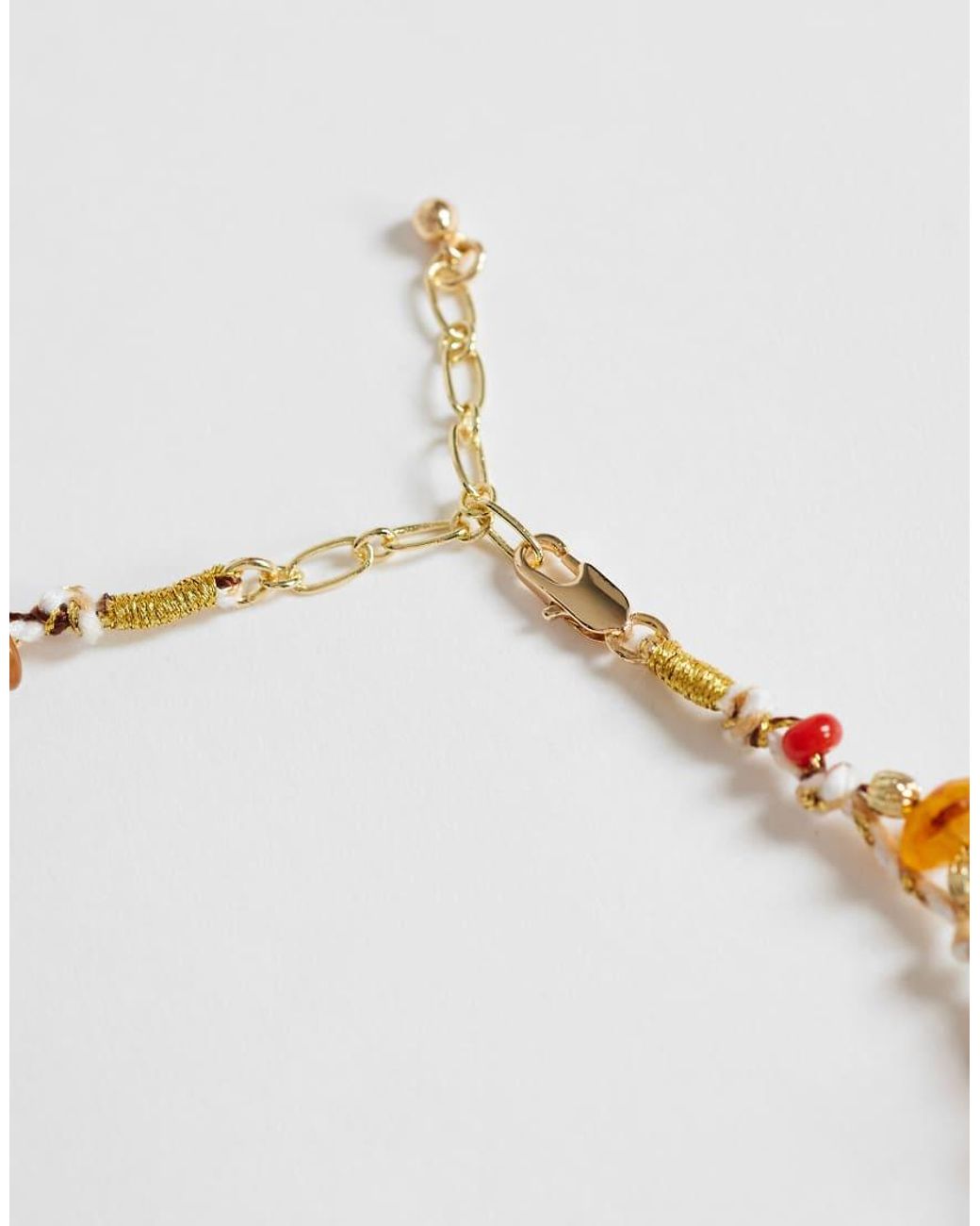 TOPSHOP Metallic Orla Bead Necklace With Charms