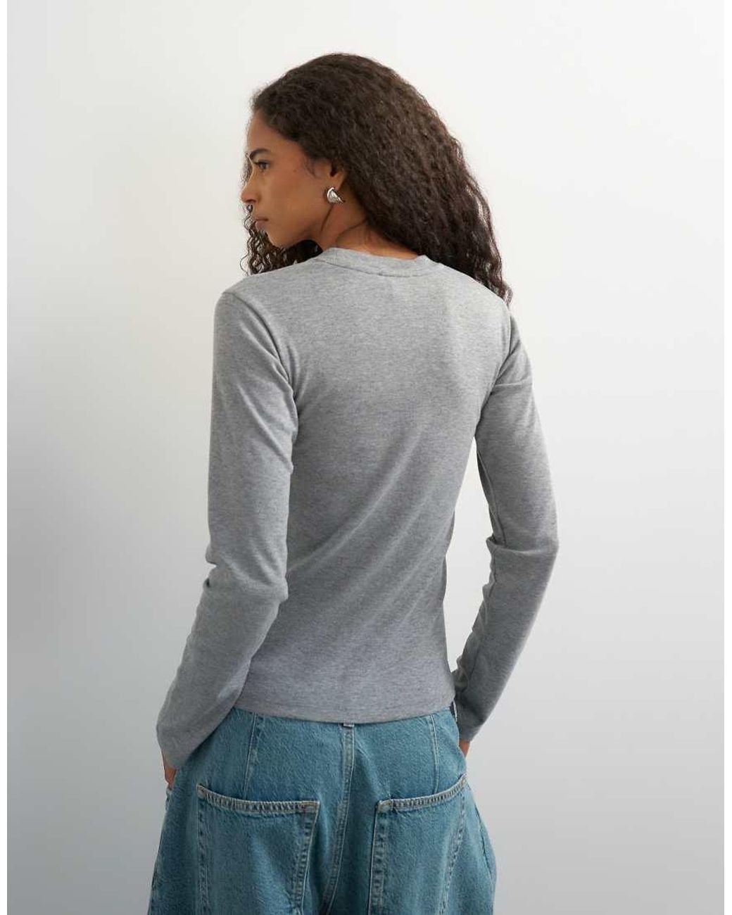 TOPSHOP Brown Long Sleeve Everyday Tee