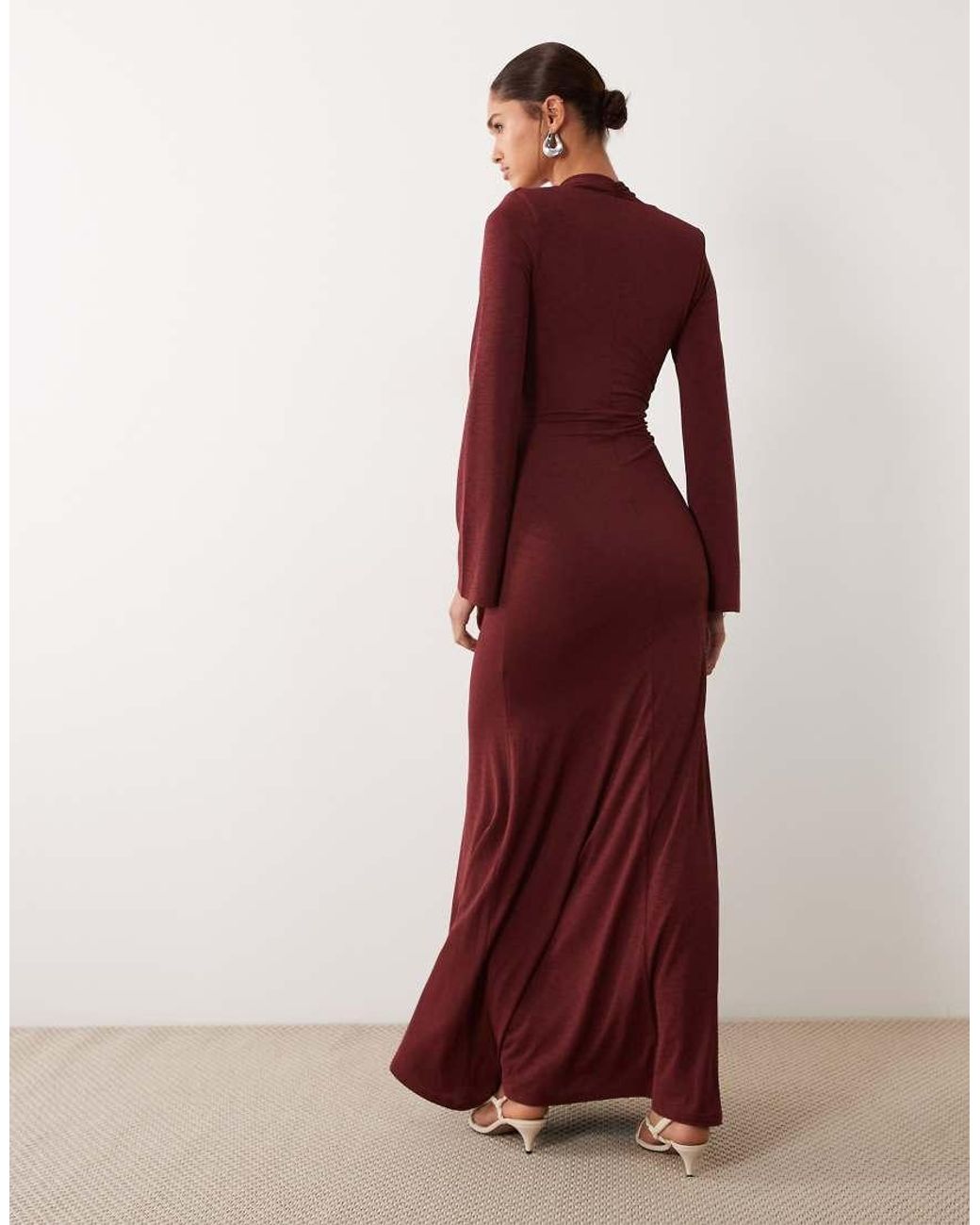 ASOS Red Second Skin Maxi Dress With Super Plunge And Twist Front