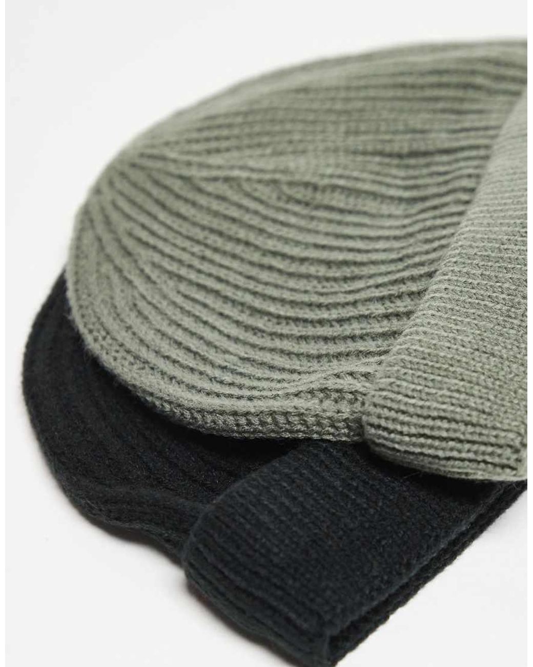Only & Sons Green 2 Pack Fisherman Beanie Hats for men