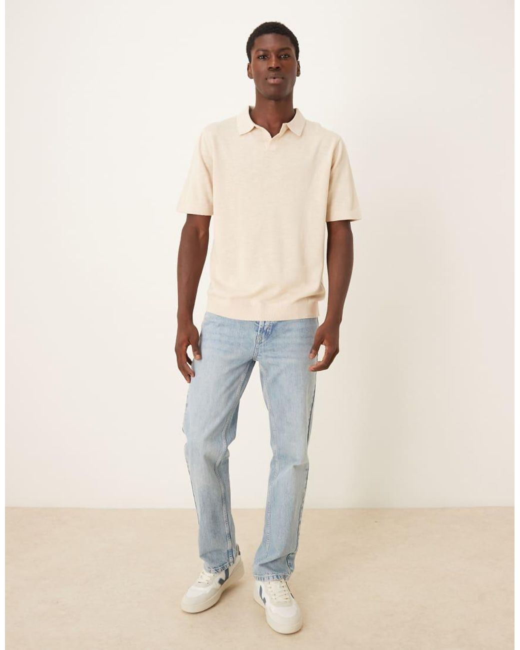 SELECTED Natural Knitted Polo for men