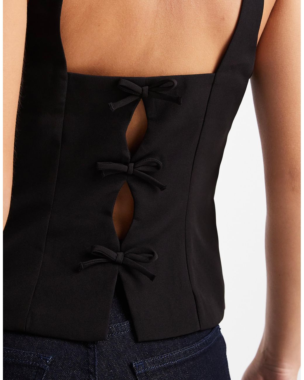 ONLY Black Back Bow Details Fitted Top