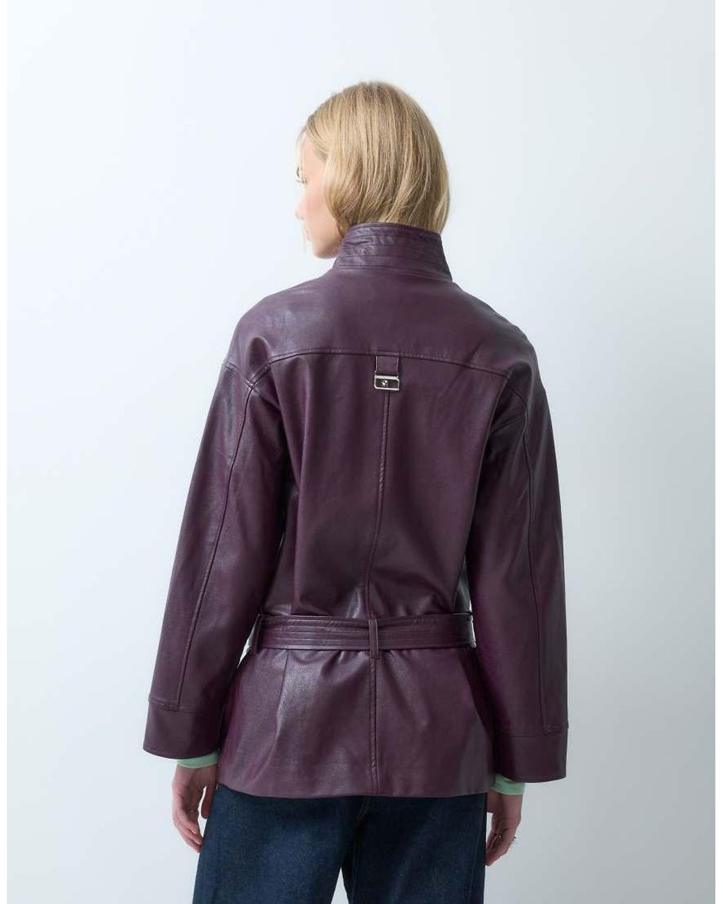 laagam Purple Quinn Long Jacket With Belt