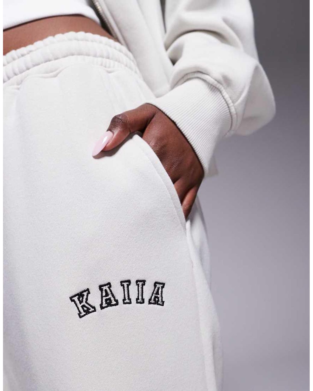 Kaiia Blue Cotton Rich Embroidered Logo Wide Leg Sweatpants