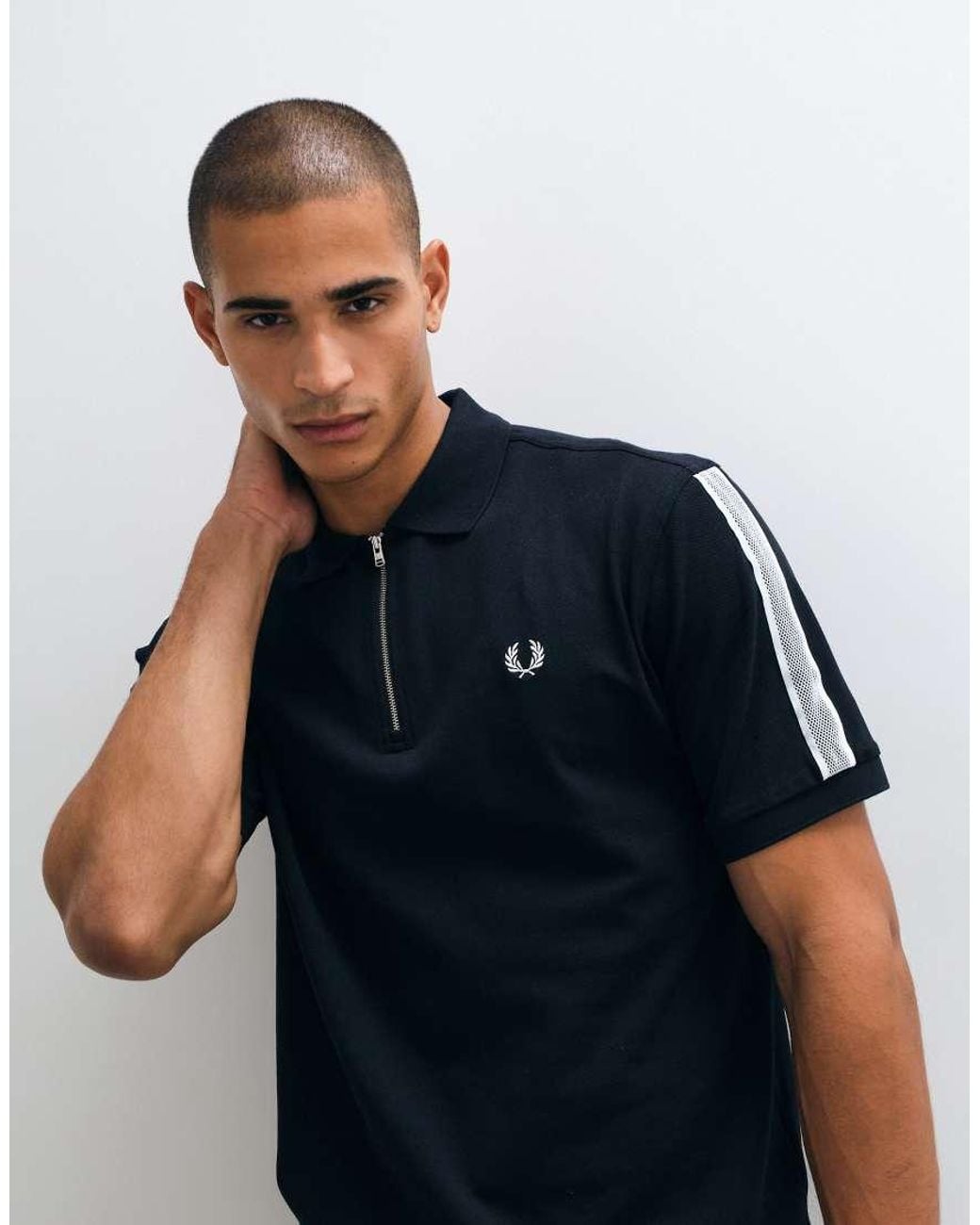 Fred Perry Blue Tennis Net Tape Polo Shirt for men