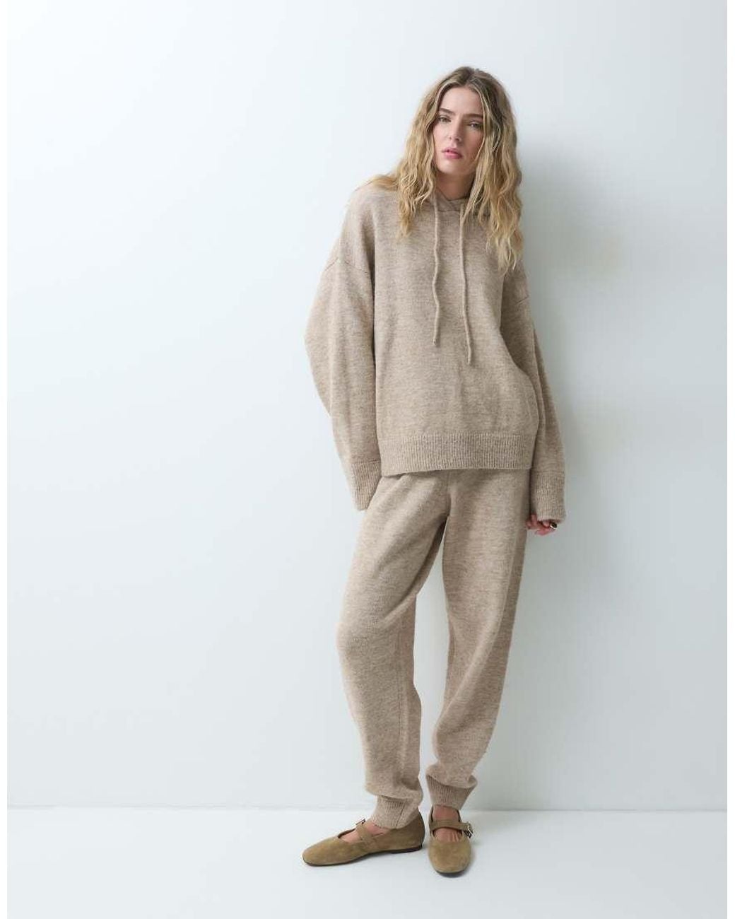 ASOS Natural Knitted Hoodie Co-ord