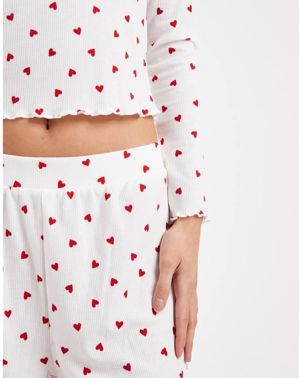 New Look White Heart Print Pyjama Set