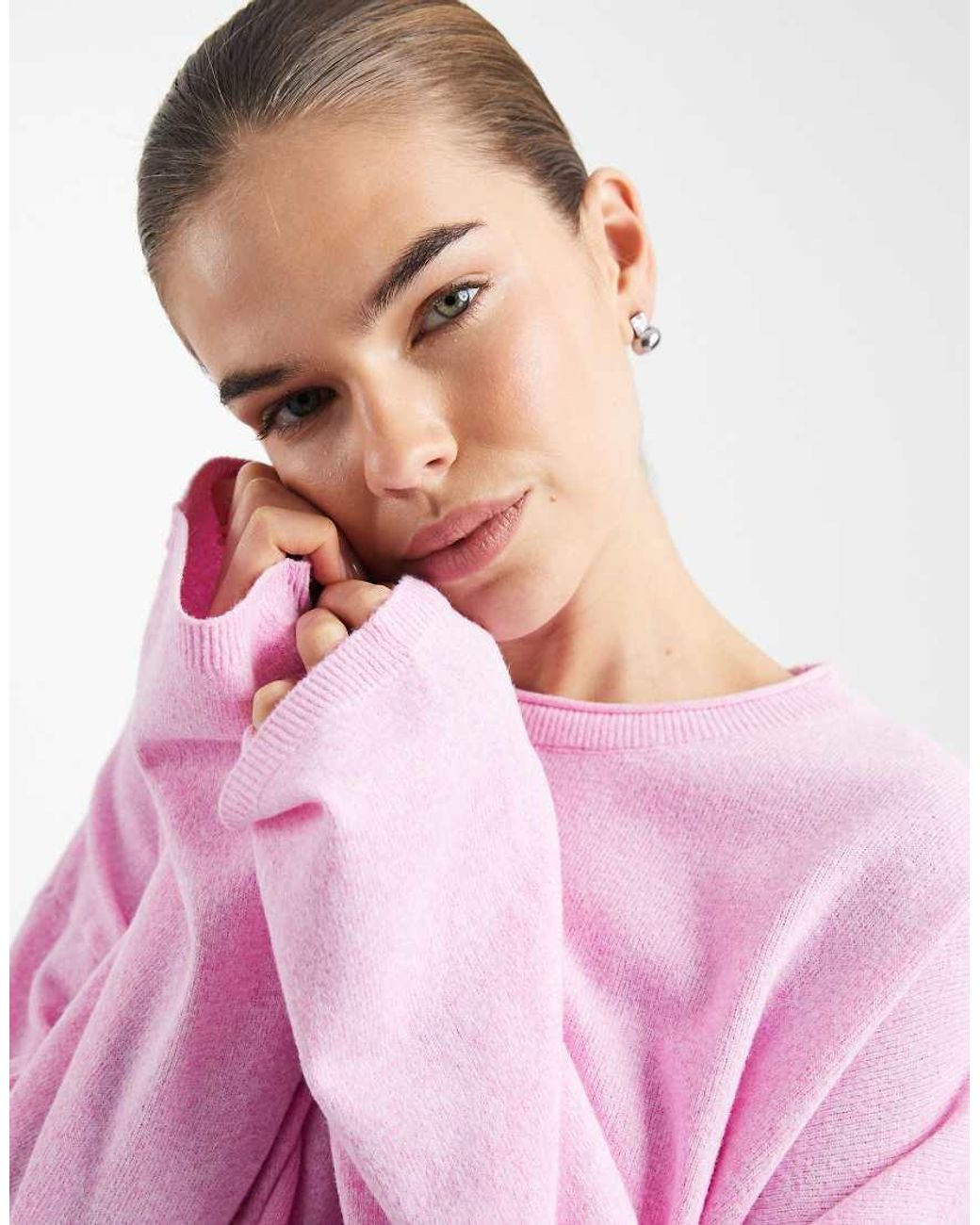 ONLY Pink Round Neck Boxy Knitted Top