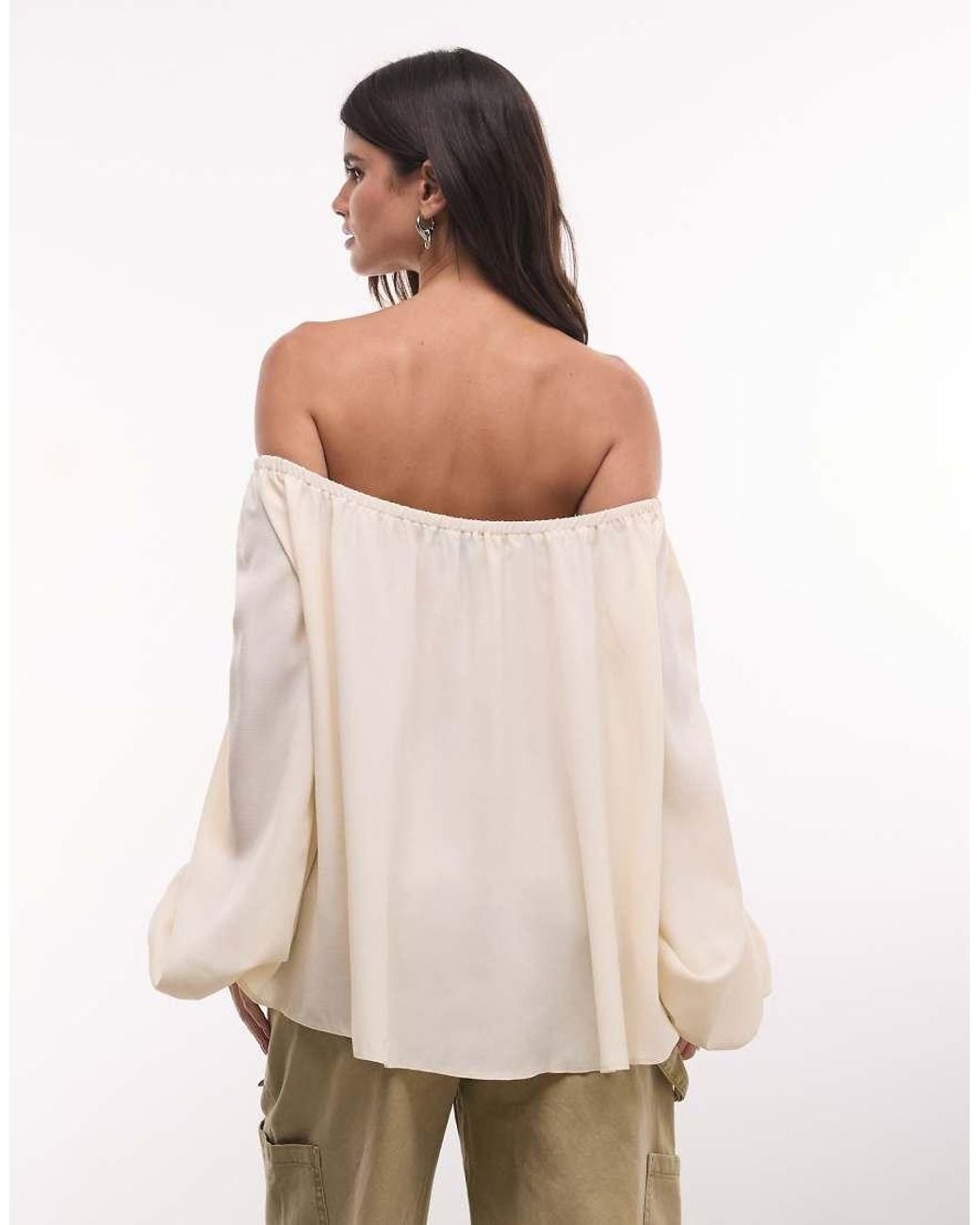 ASOS Green Off Shoulder Long Sleeve Top Co-ord