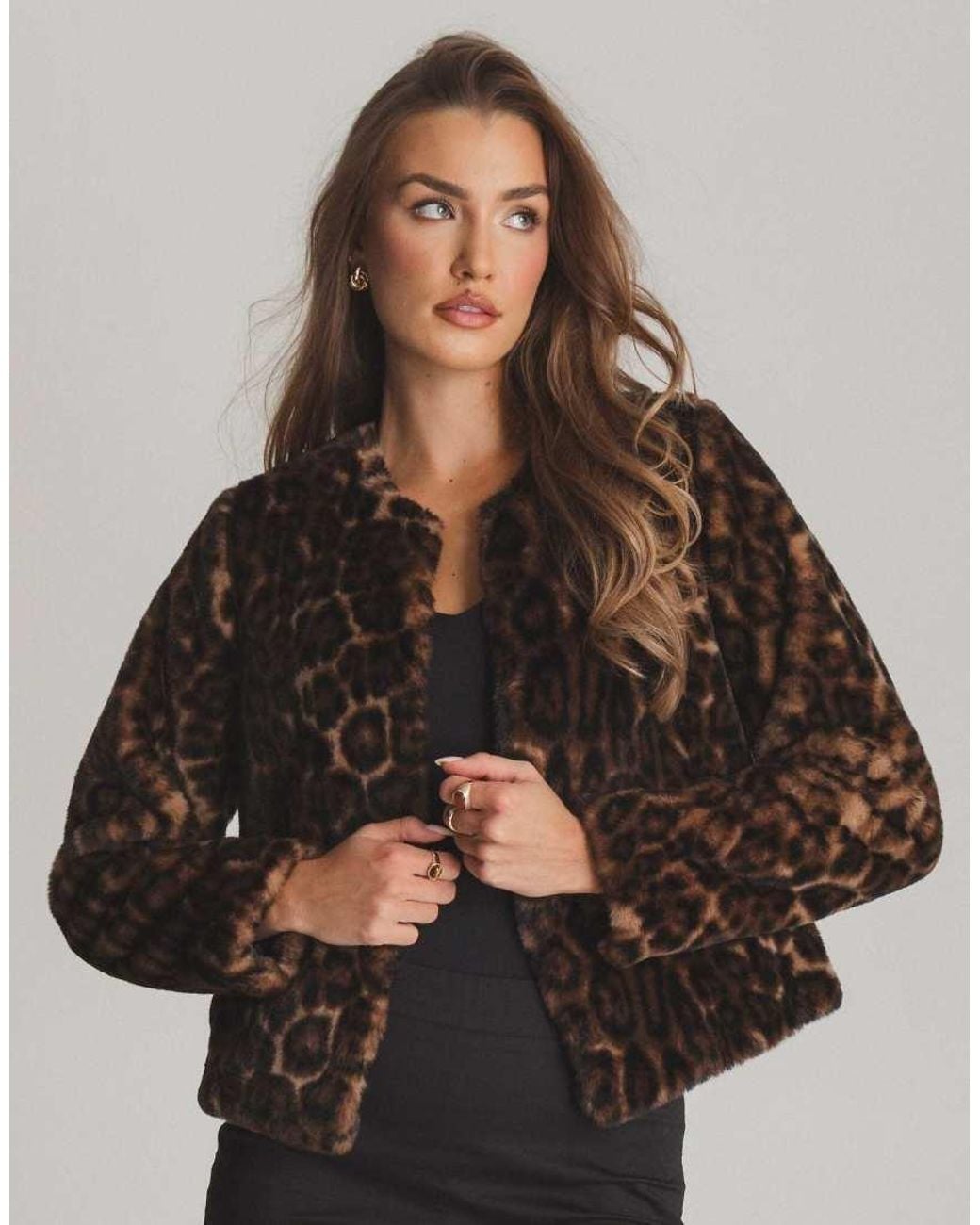 Threadbare Gray Collarless Faux Fur Jacket
