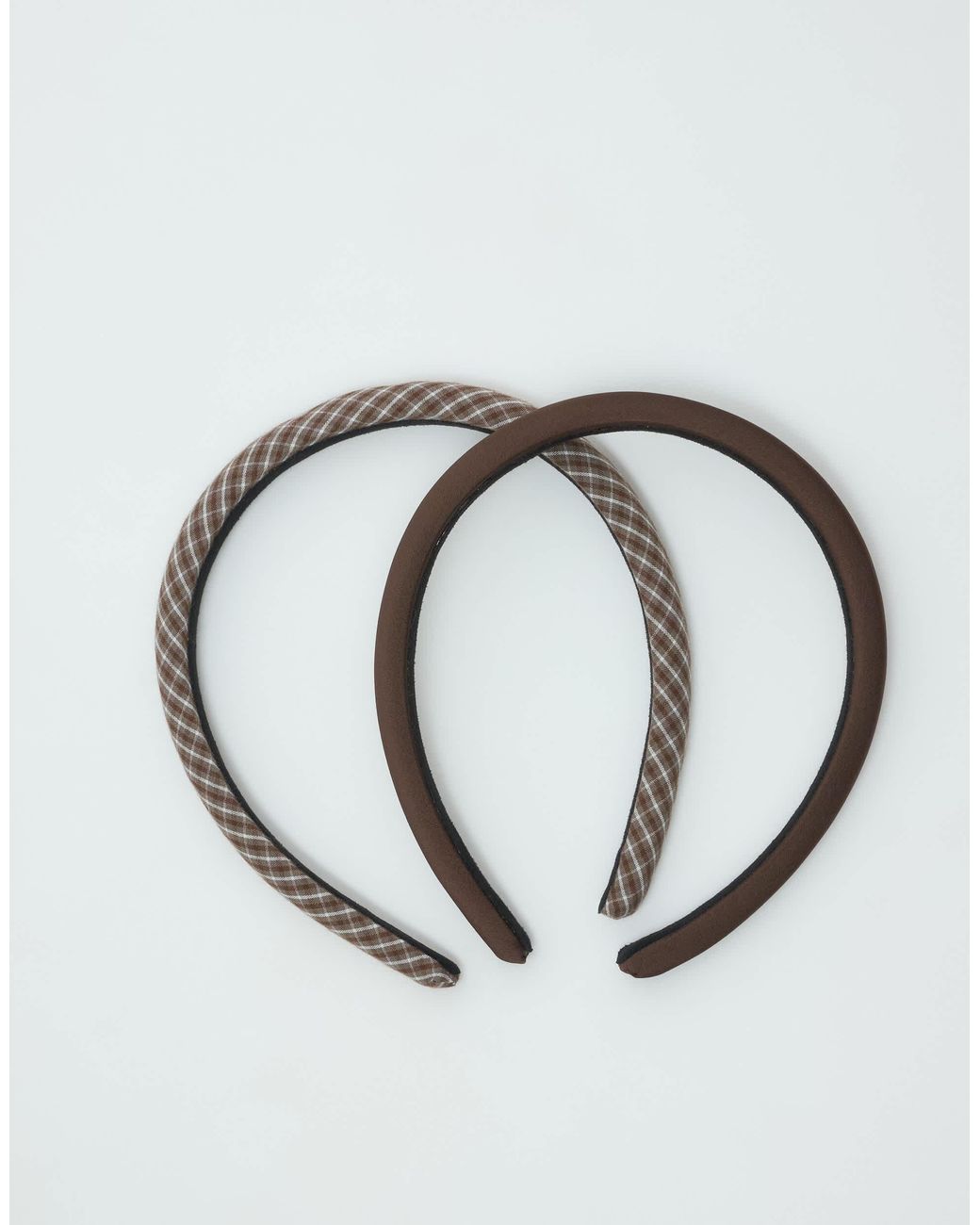 Accessorize Brown 2 Pack Check Satin Headbands