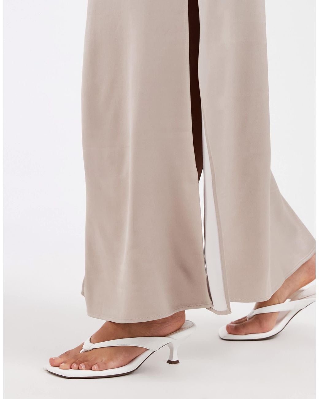 ASOS Natural Sheer Split Side Maxi Skirt