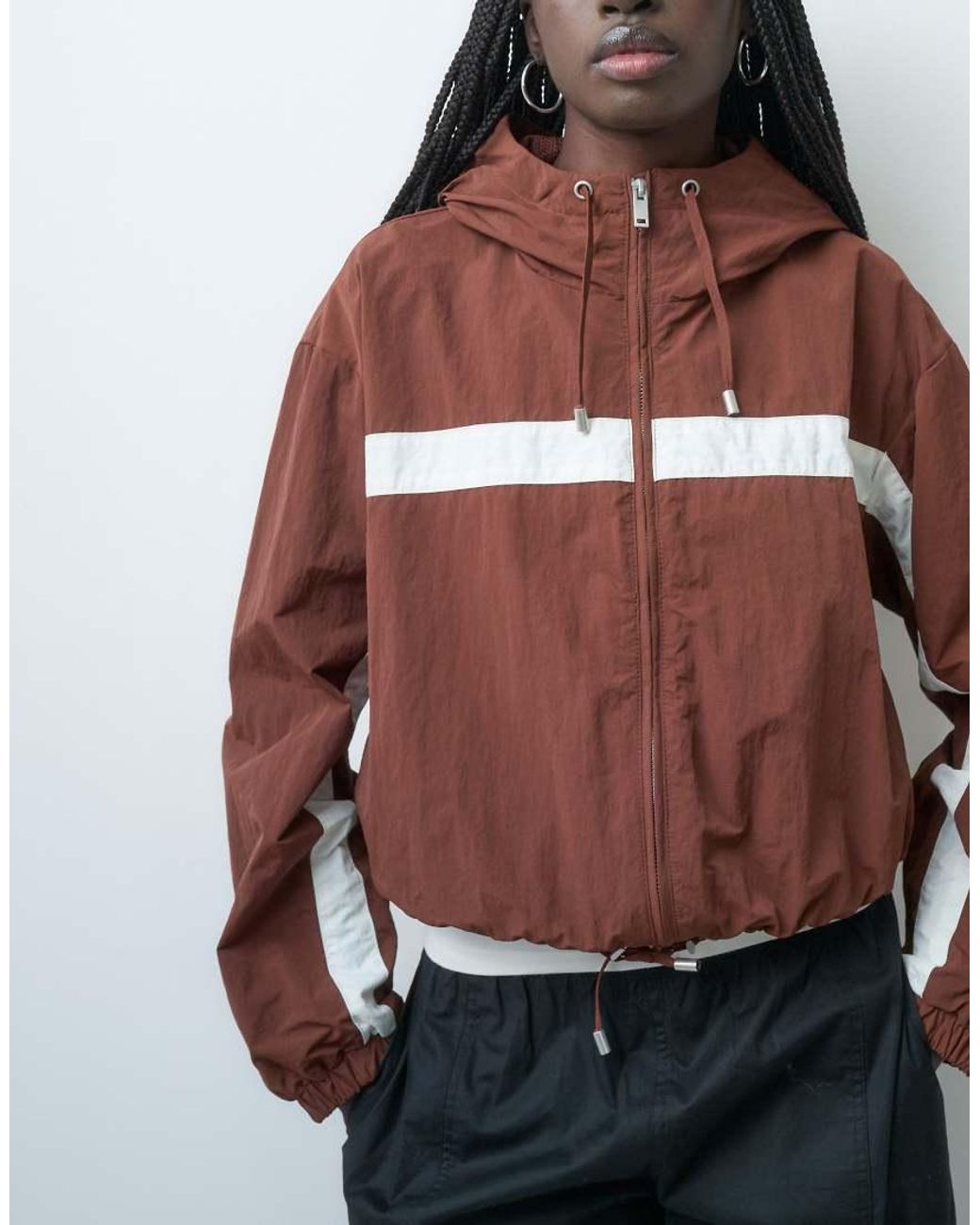 ASOS Red Colour Block Track Jacket With Hood