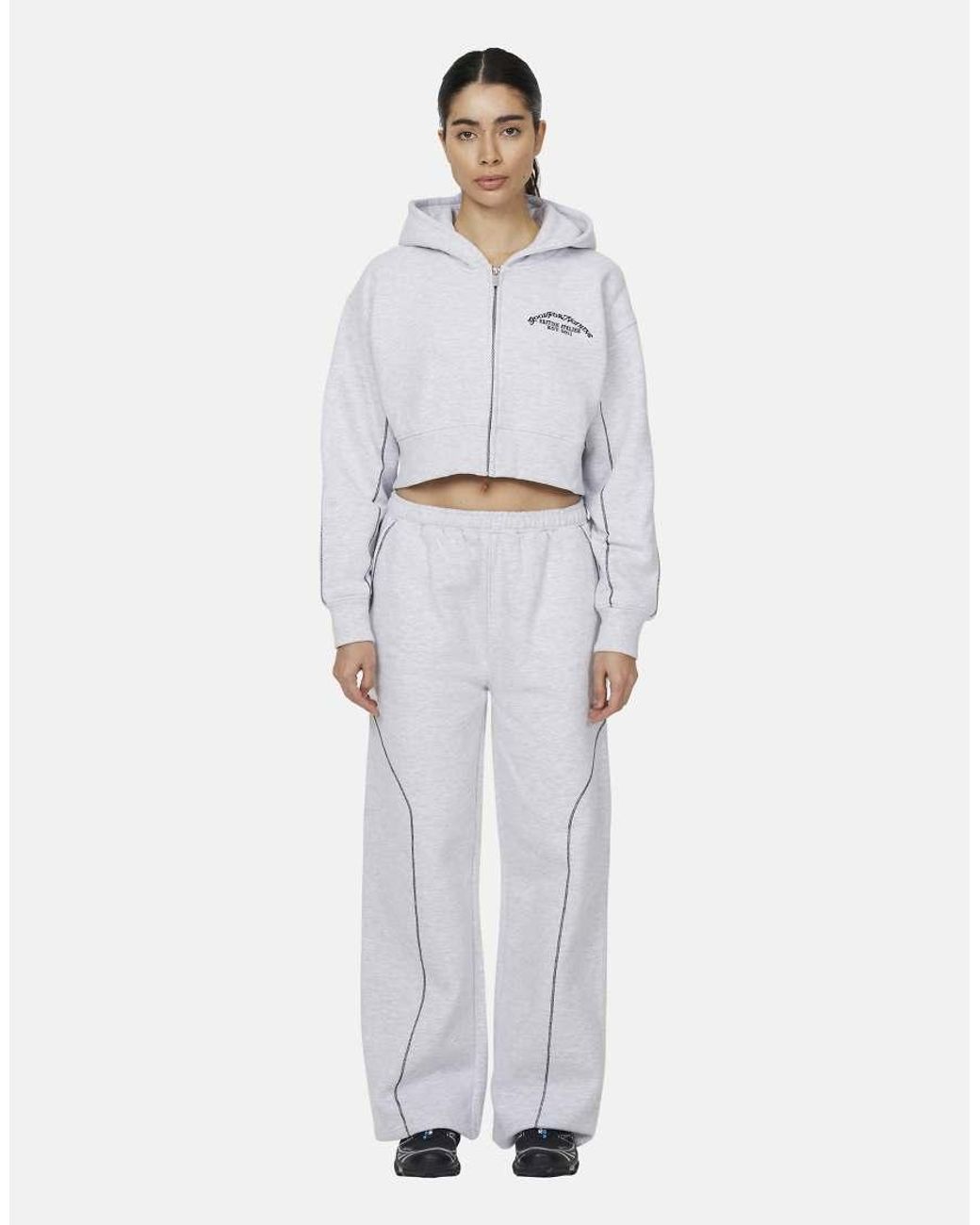 Good For Nothing White Coverlock Stitching Baggy Joggers