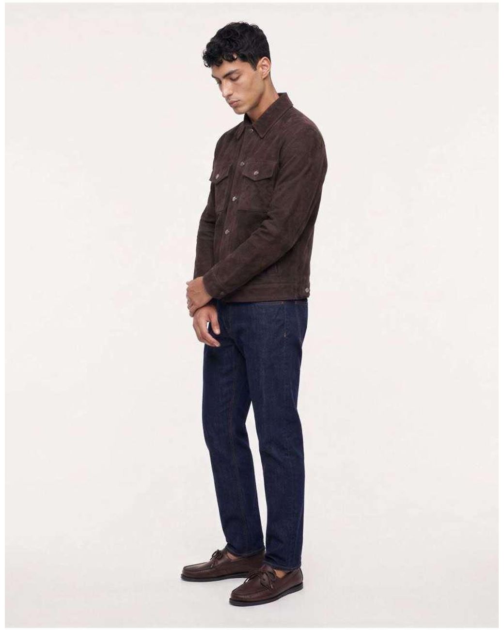 Harry Brown Blue Santino Suede Trucker Jacket for men