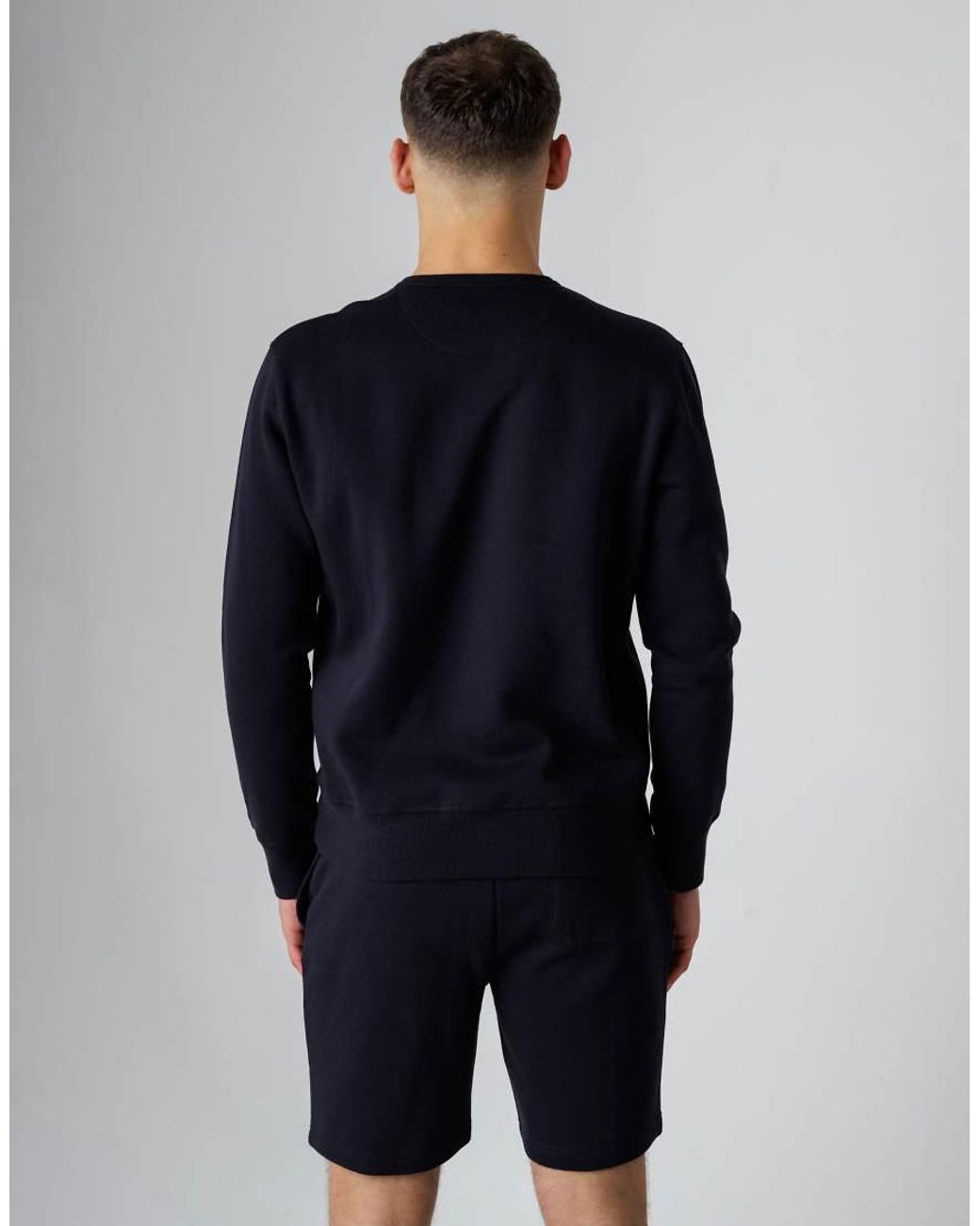 French Connection Blue Cotton Blend Sweatshirt And Shorts Co Ord Set for men