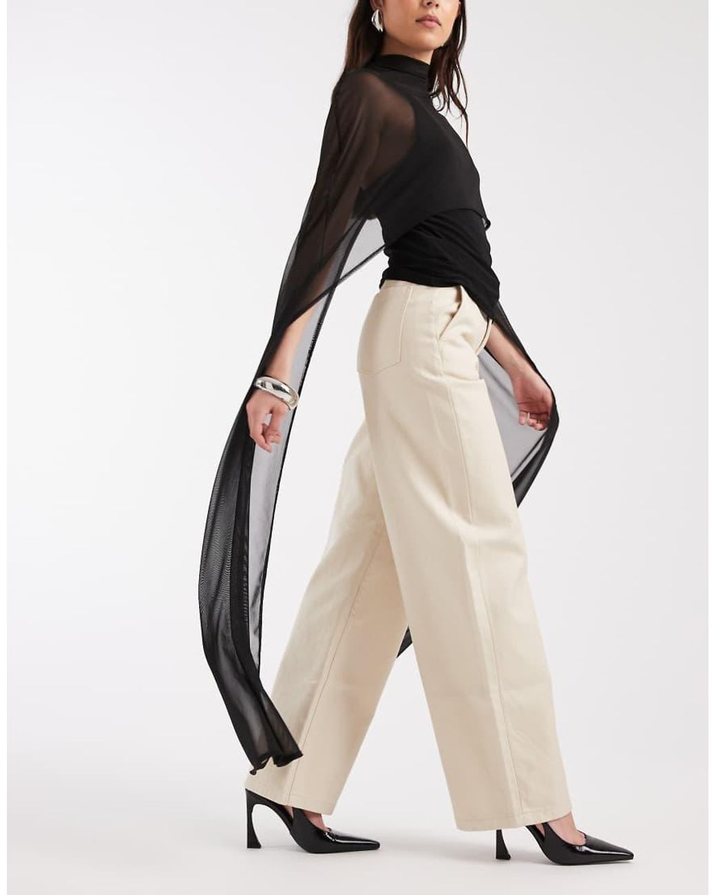 & Other Stories Natural Pure Cotton Straight Leg Trousers