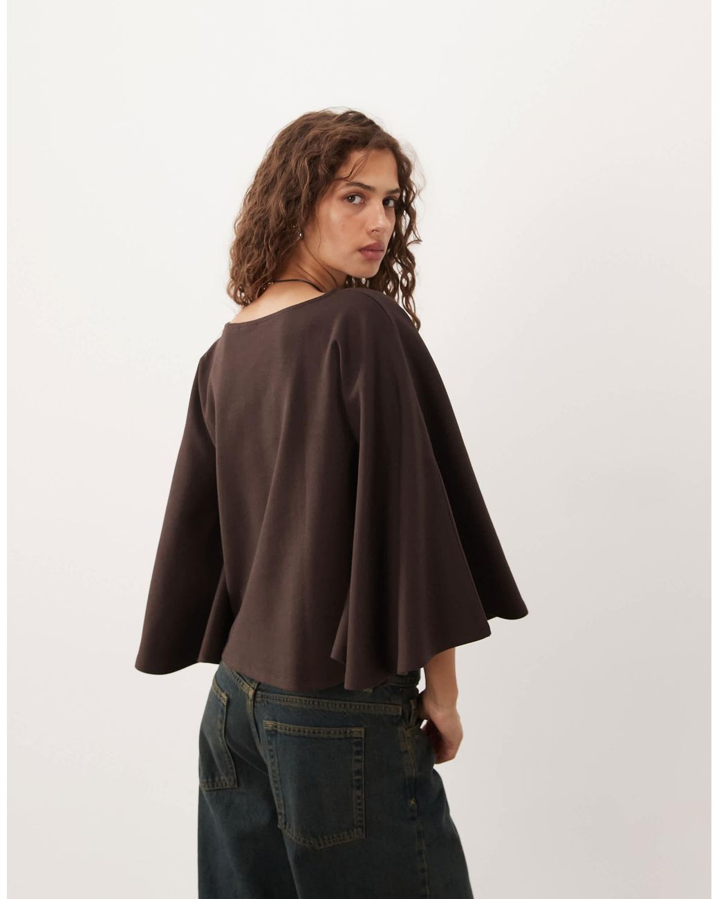 ASOS Brown Interlock Oversized Cape Style Top