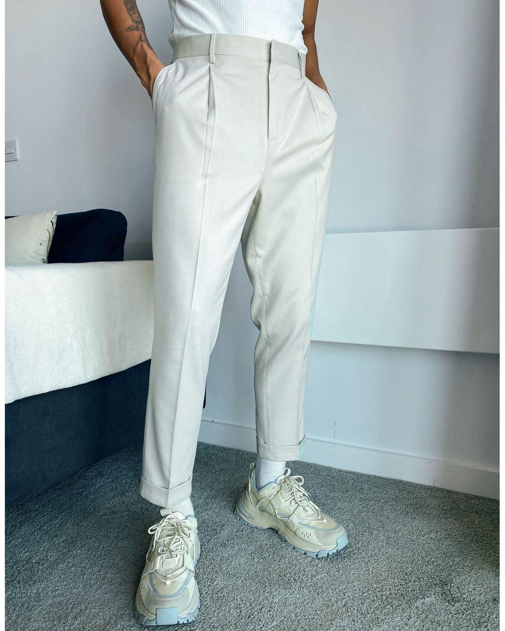 Pantalon élégant fuselé - blanc ASOS pour homme en coloris Neutre | Lyst