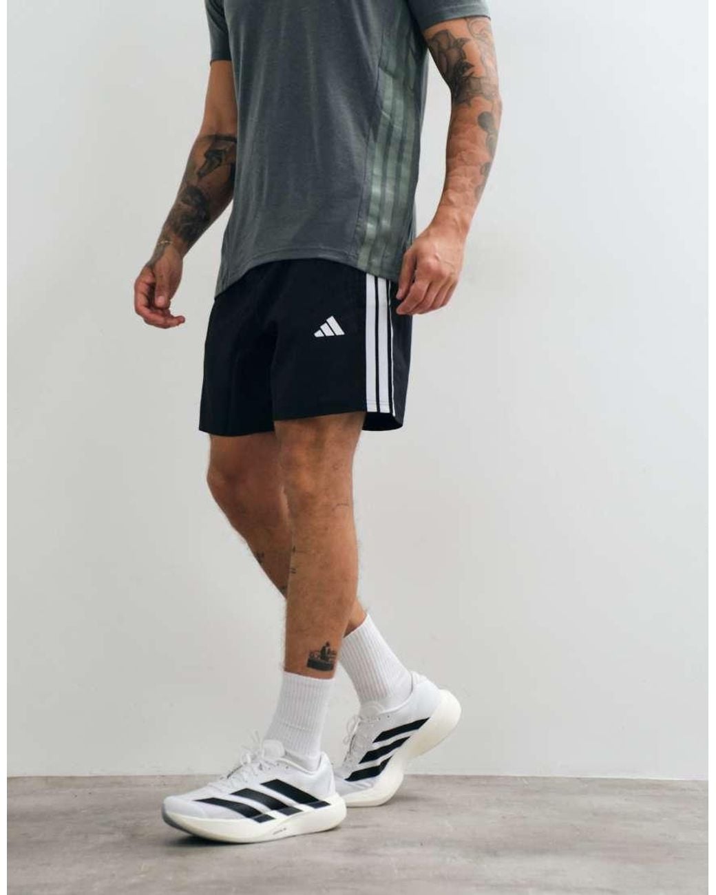 Adidas Originals Blue Workout Essentials Base 3 Stripes Woven Short for men