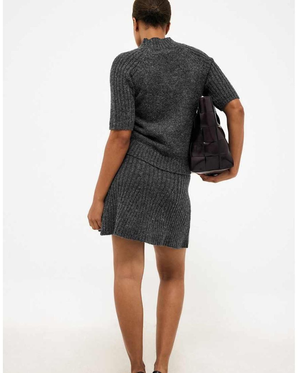 NA-KD Black Wool Blend Knitted Mini Skirt