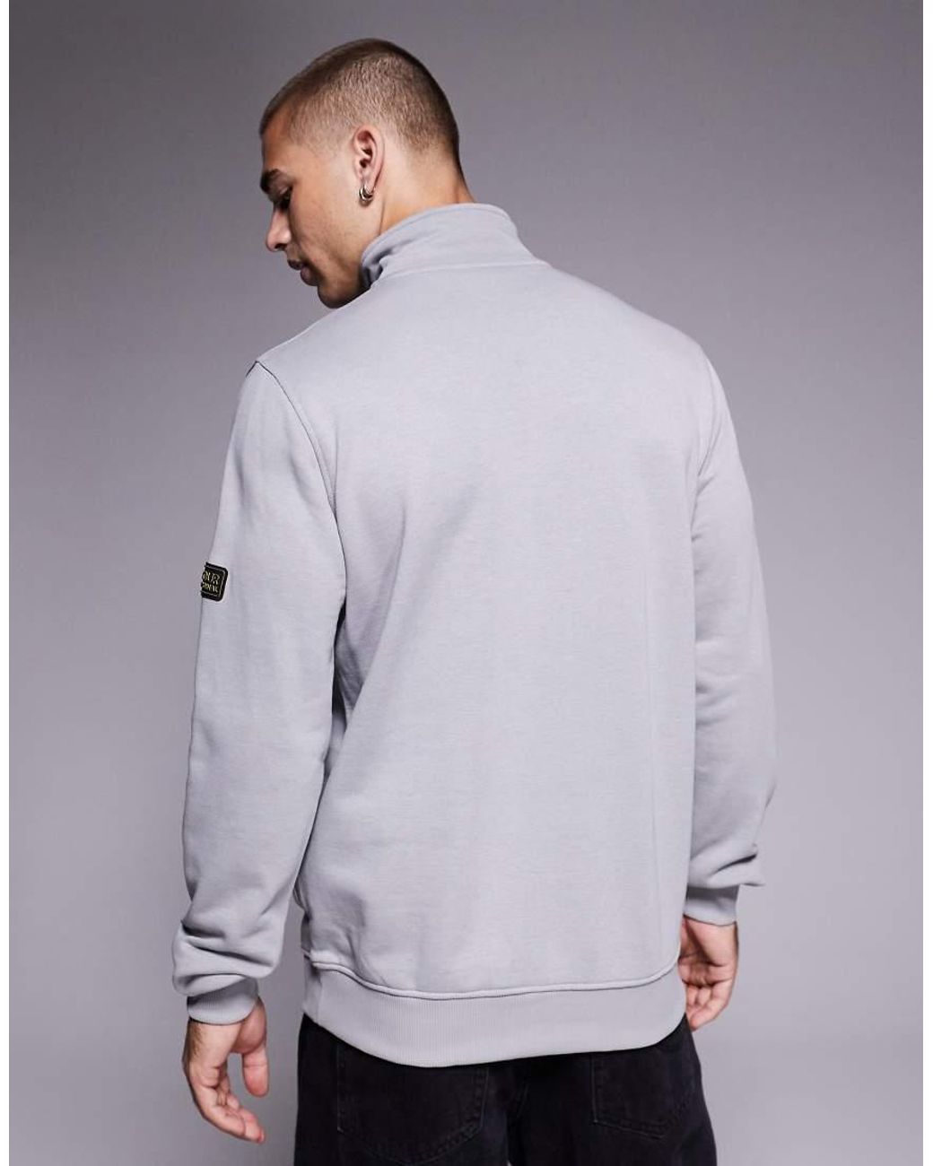 Barbour Gray Outline Funnel Neck Sweat for men