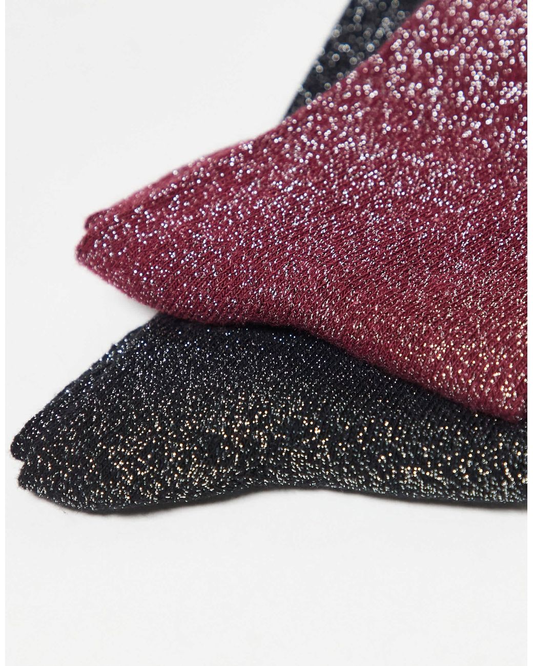 JJXX Brown 2 Pack Glitter Socks