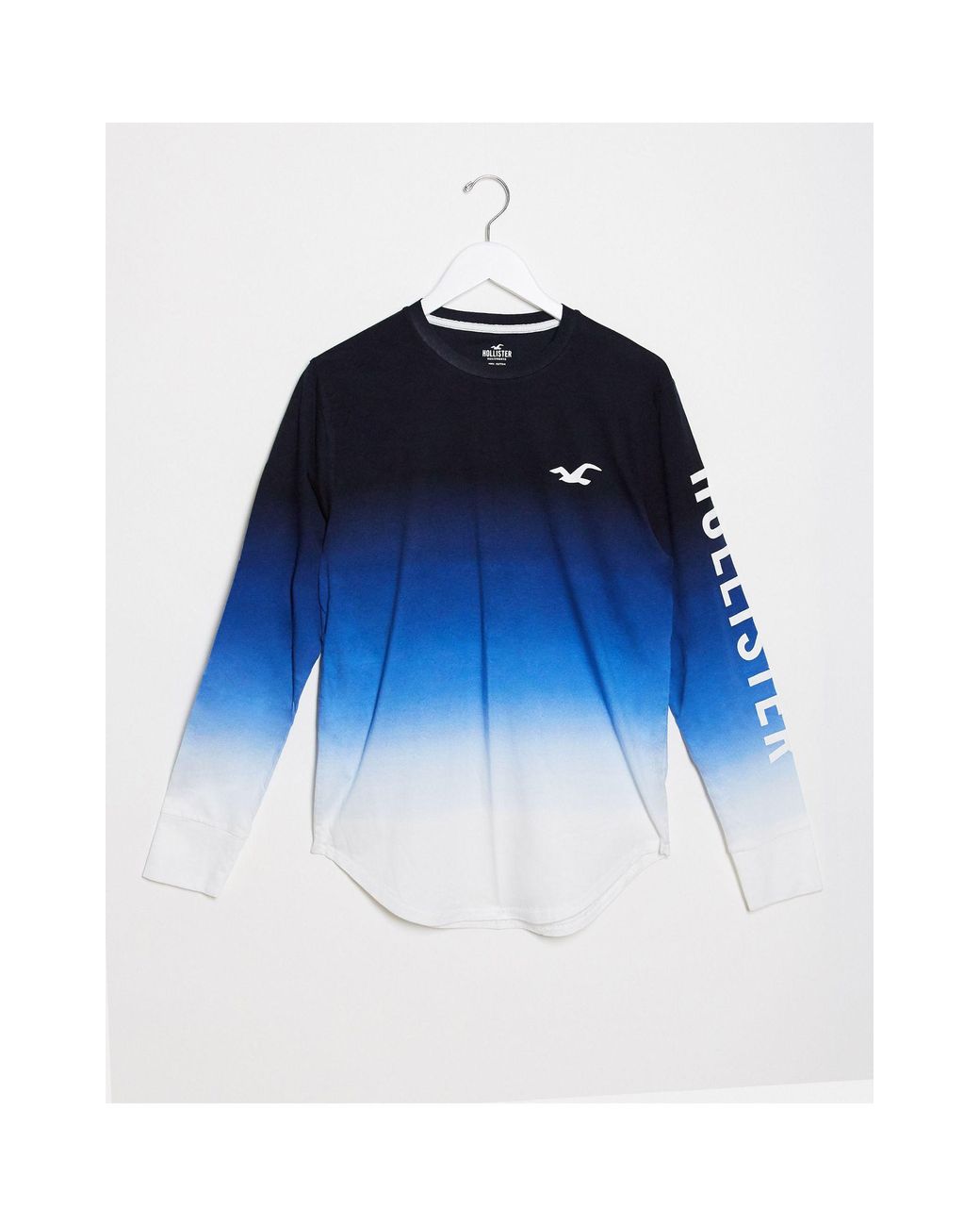 Hollister Ombre Logo Long Sleeve Top in Blue for Men | Lyst