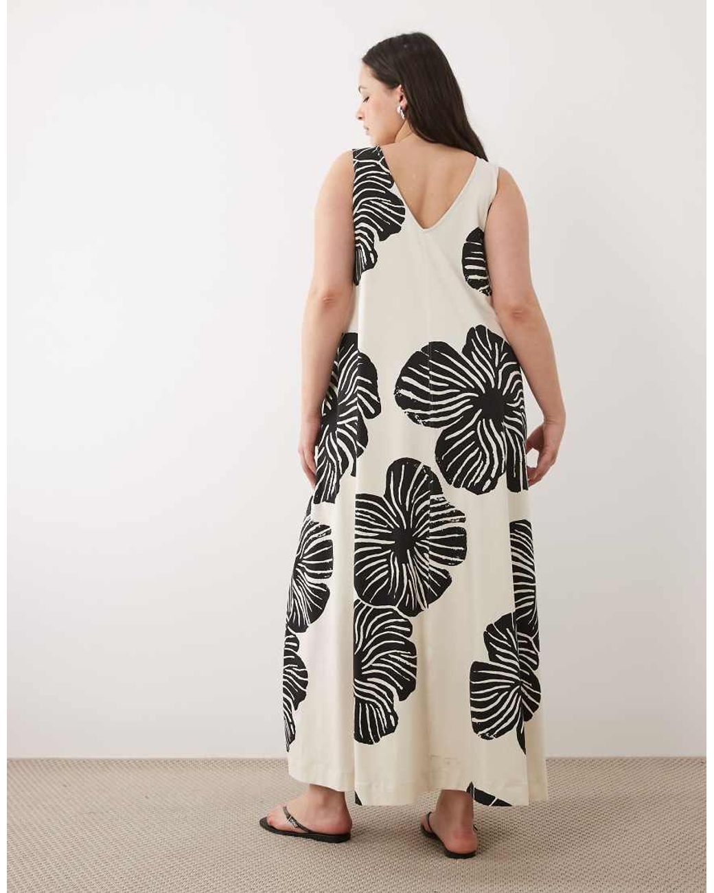ASOS White Asos Design Curve Sleeveless V Neck Trapeze Maxi Dress