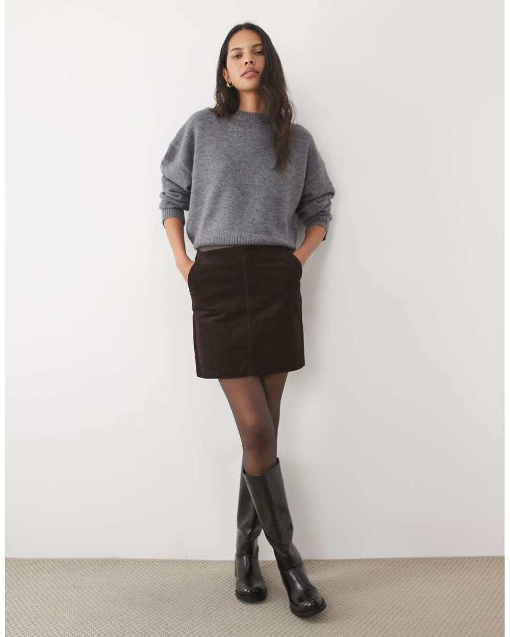 Threadbare Mini Rok Van Corduroy in het Natural
