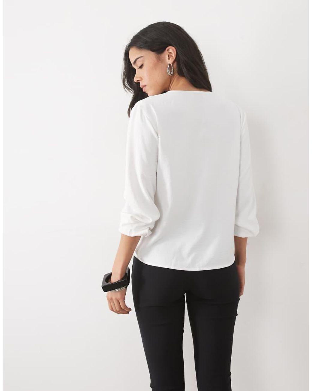Jdy White V Neck Textured Shirt