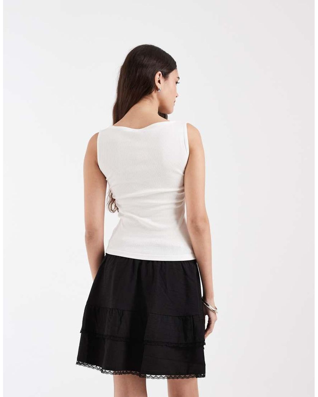 Pieces Black Tiered Mini Skirt