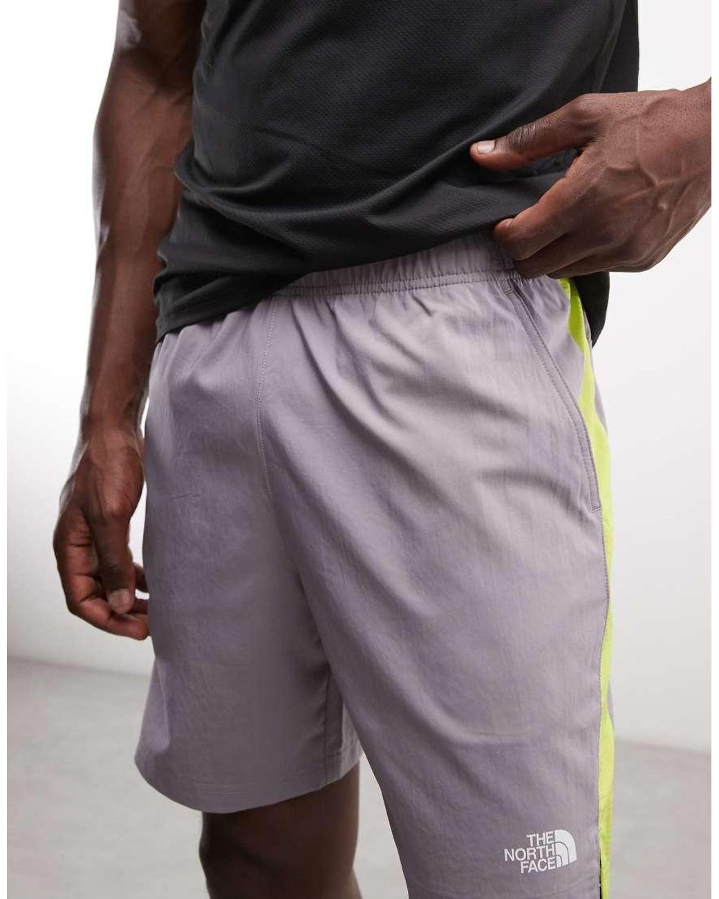 The North Face Gray 24/7 Logo Colourblock Shorts for men