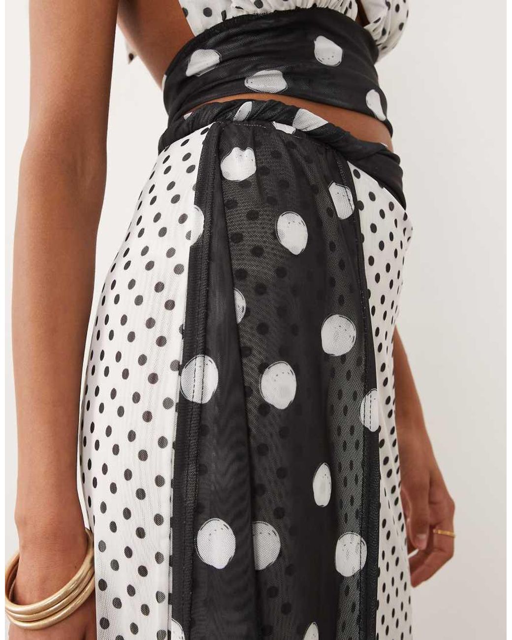 Murci White Mesh Drape Waist Detail Maxi Skirt Co-Ord