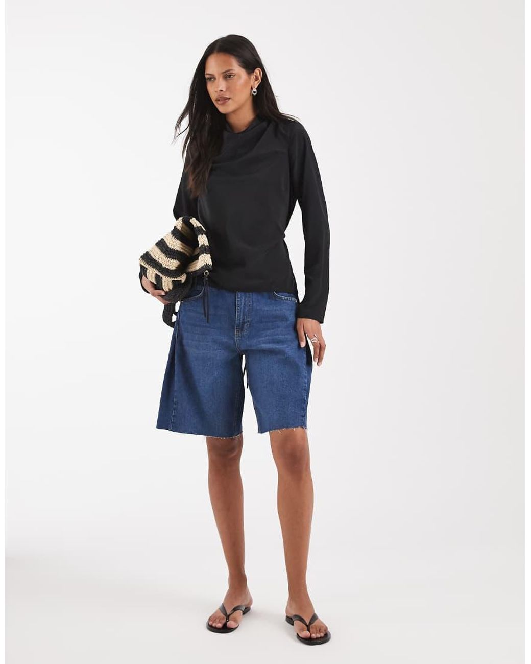 ASOS Blue Cowl Neck Tie Waist Blouse