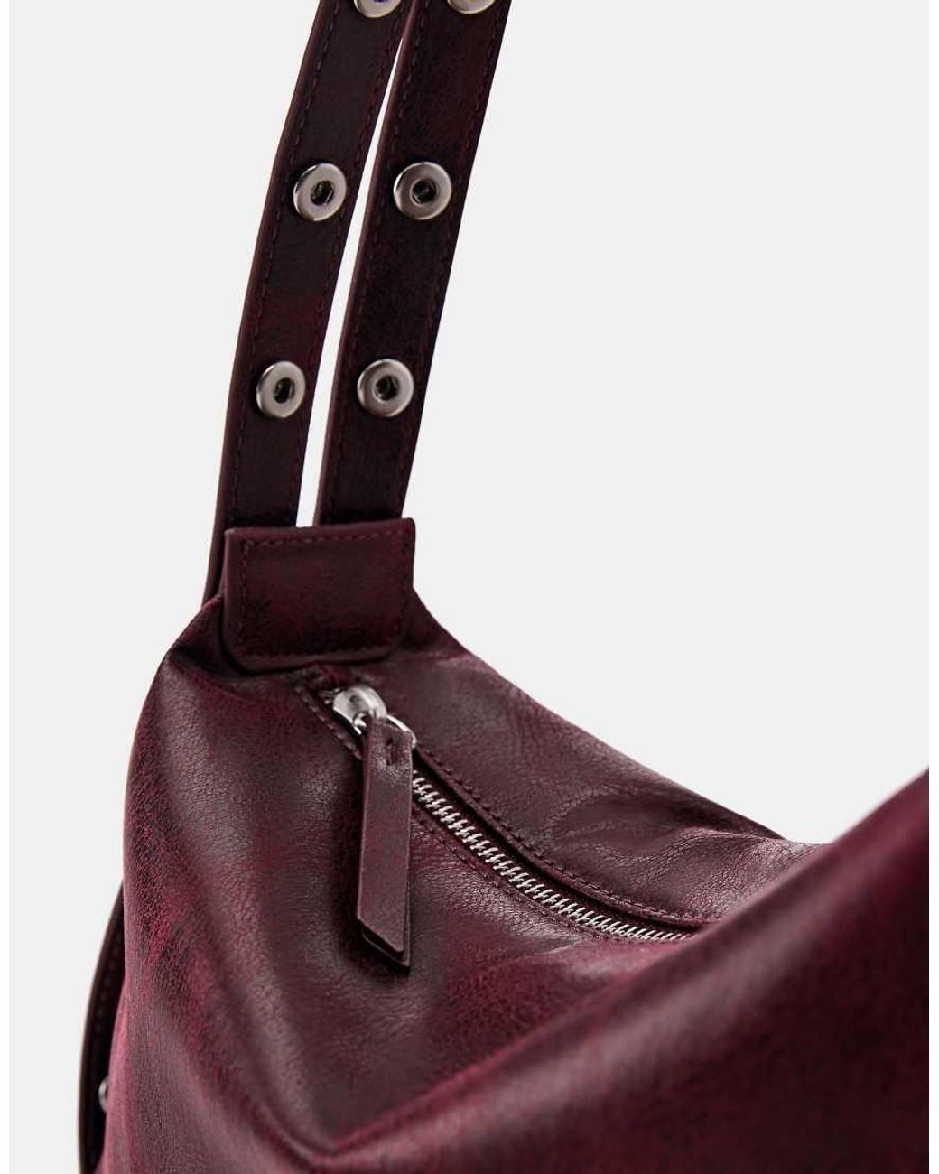 Pull&Bear Purple Studded Shoulder Bag