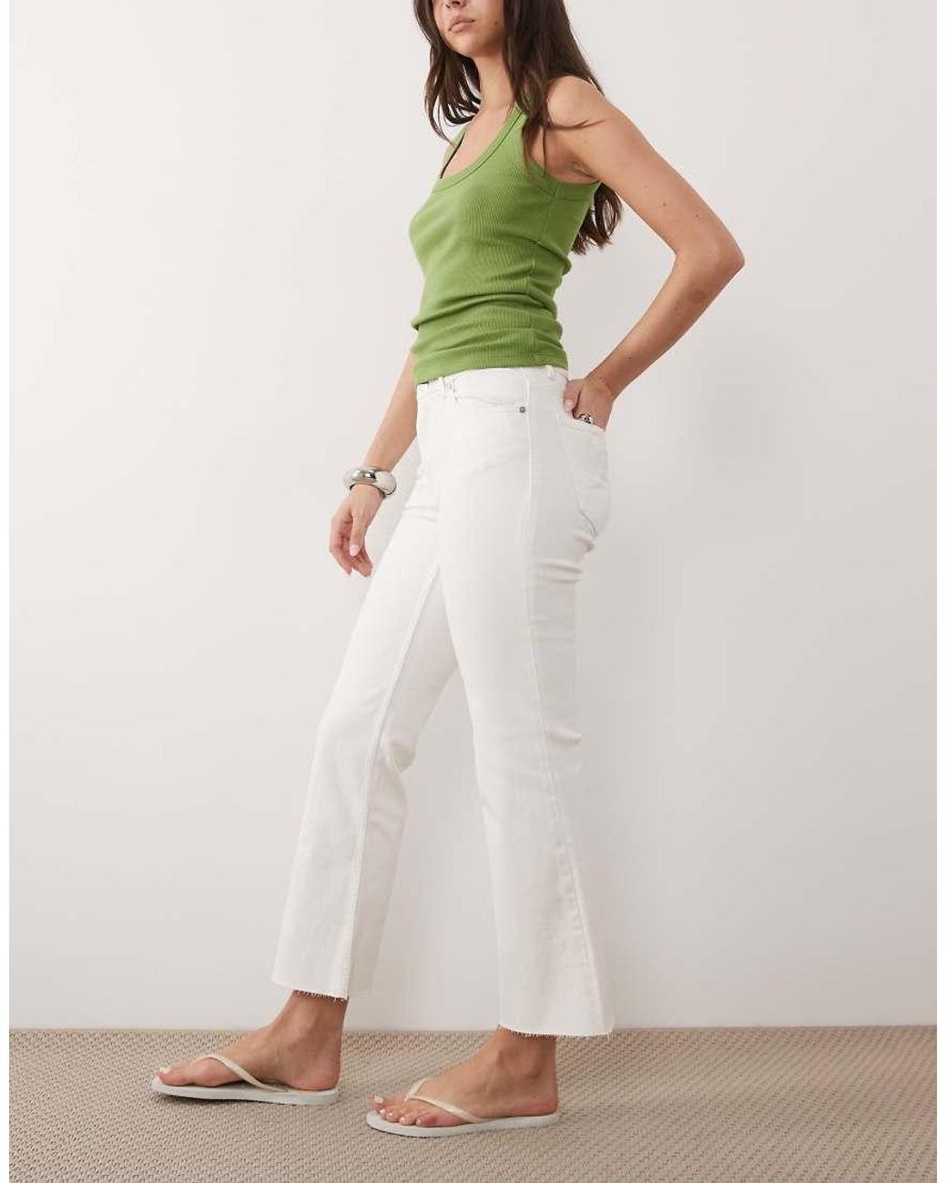 Mango White Sienna Cotton Rich Kickflare Jean