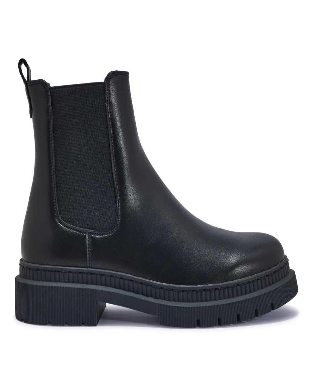 SEQWL Black Block Heel Casual Chelsea Ankle Boots