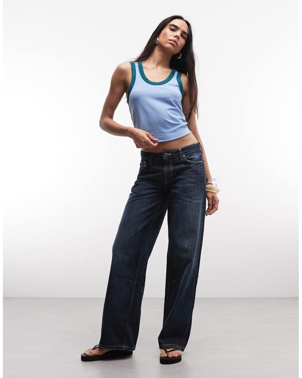 Collusion Blue Tank Top With Contrast Binding