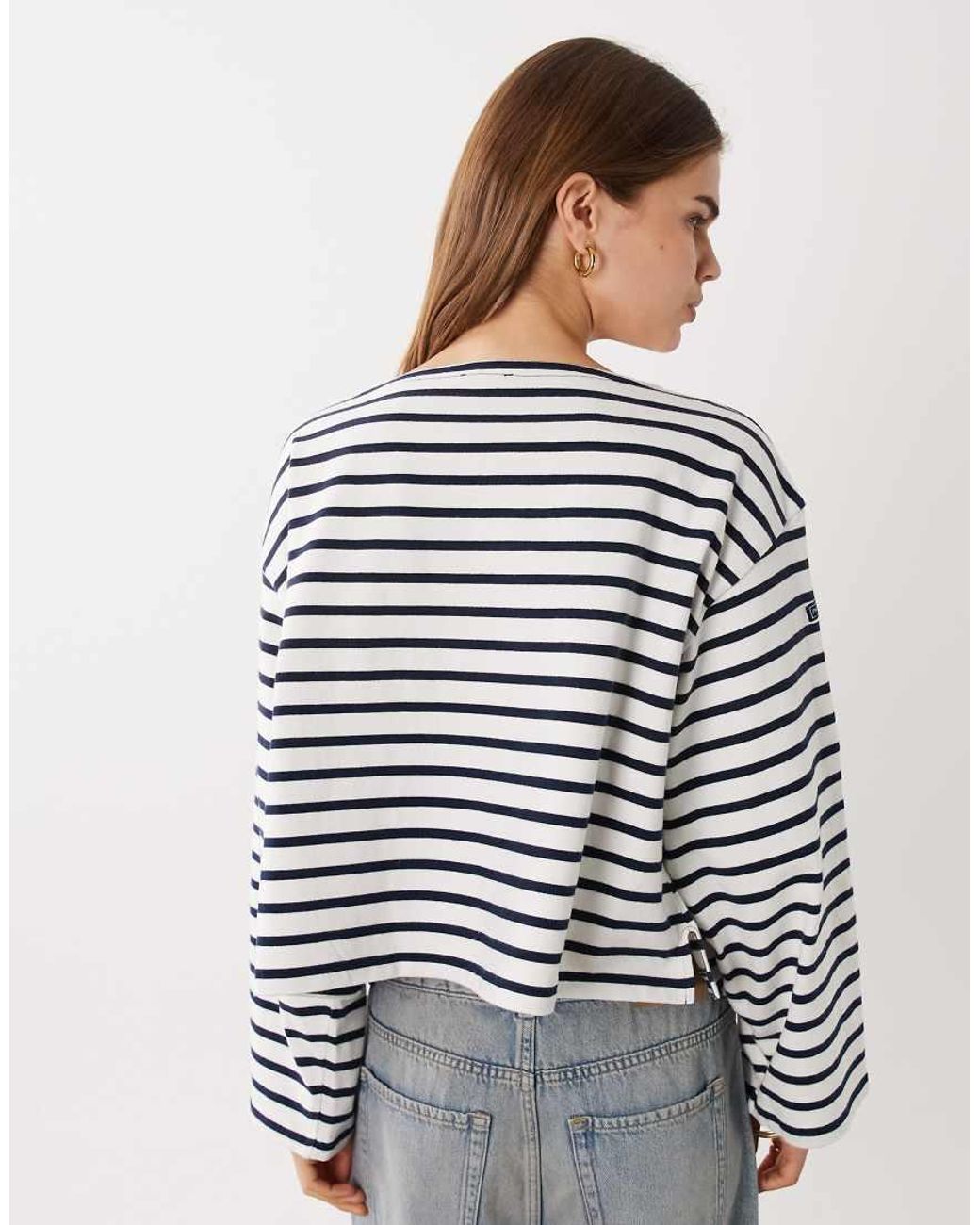 Polo Ralph Lauren White Cropped Mariniere Longsleeve Pullover