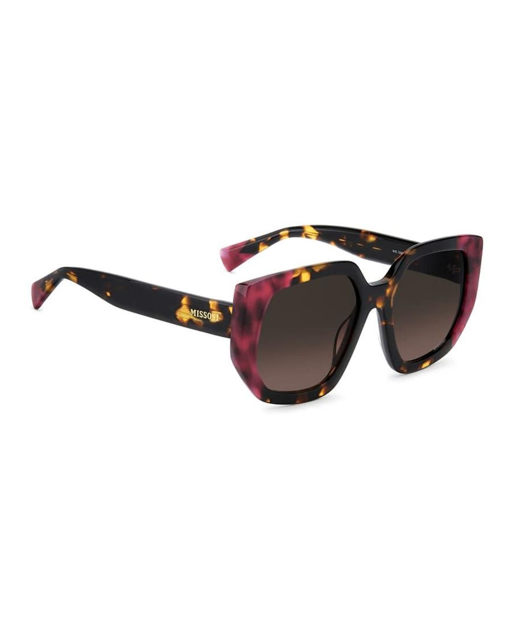 Missoni Sunglasses Brown Oversized Angular Sunglasses With Plum Shaded Lenses
