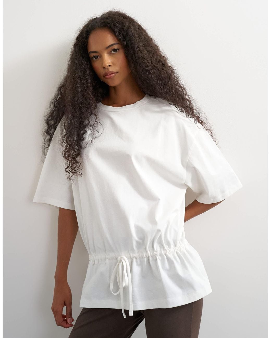 TOPSHOP White Tie Waist Tee