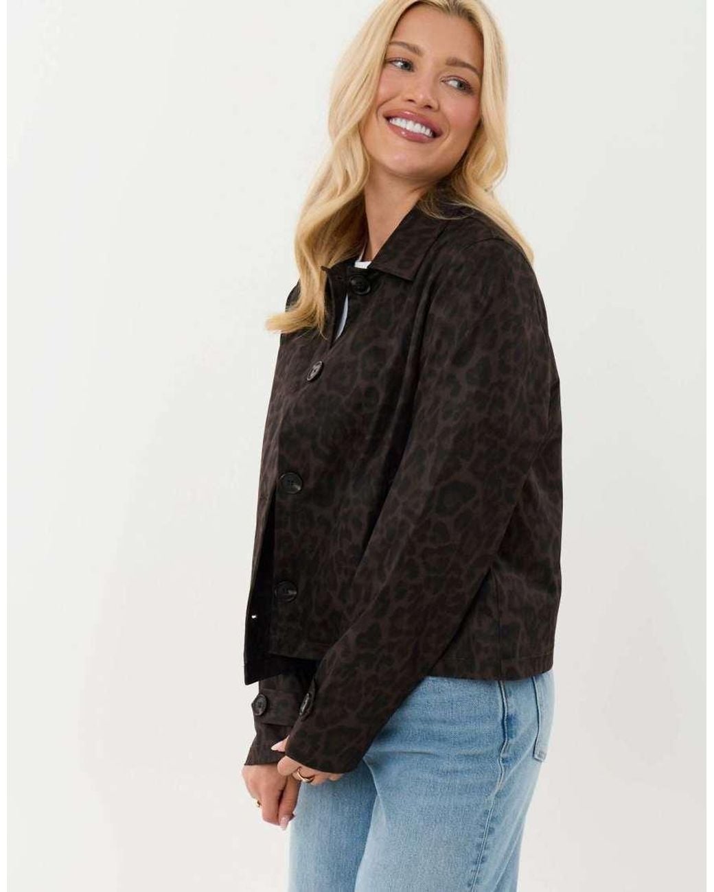 Threadbare Black Cropped Collared Trench Coat