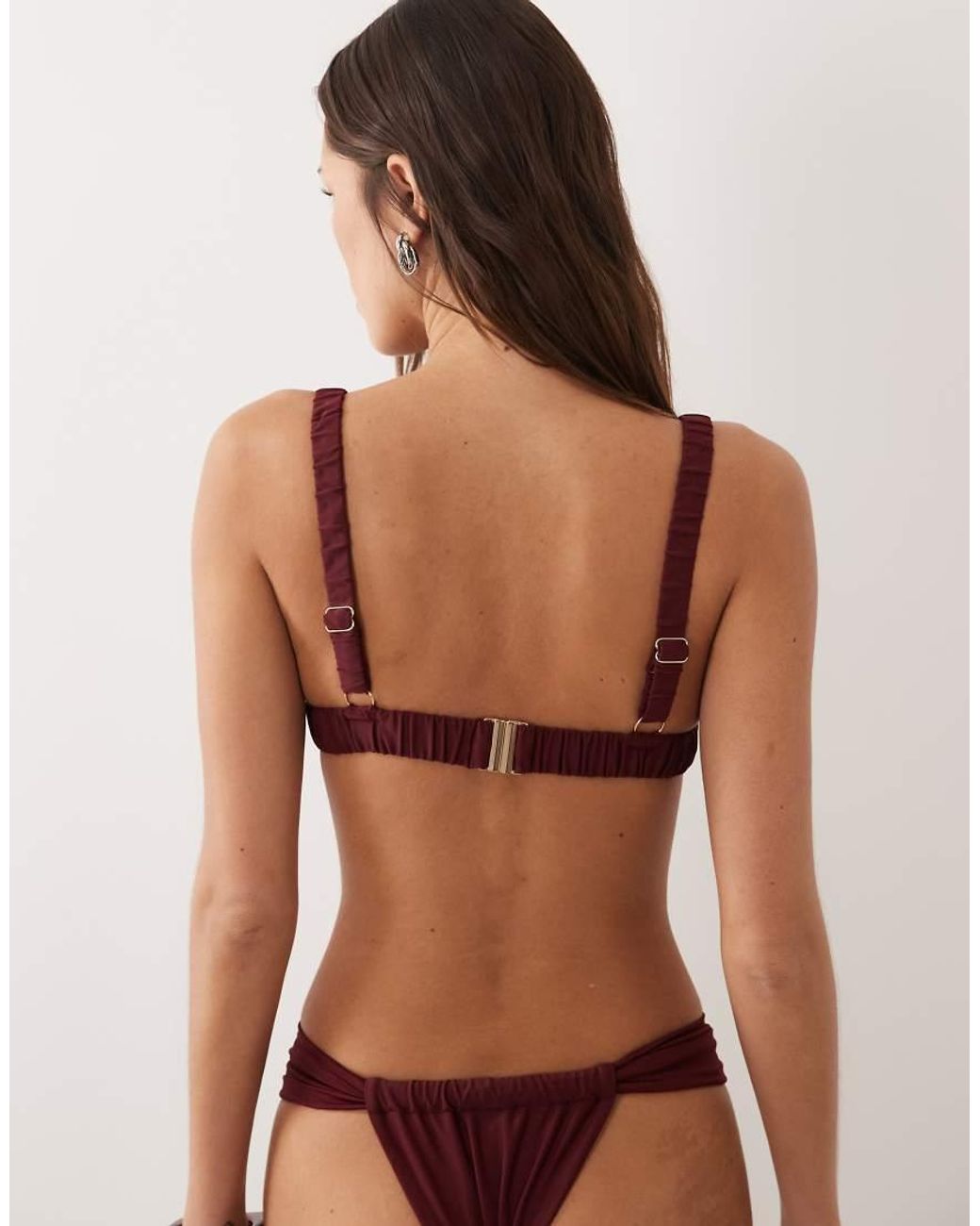 Miss Selfridge Brown Mix And Match Ruched Cup Bikini Top