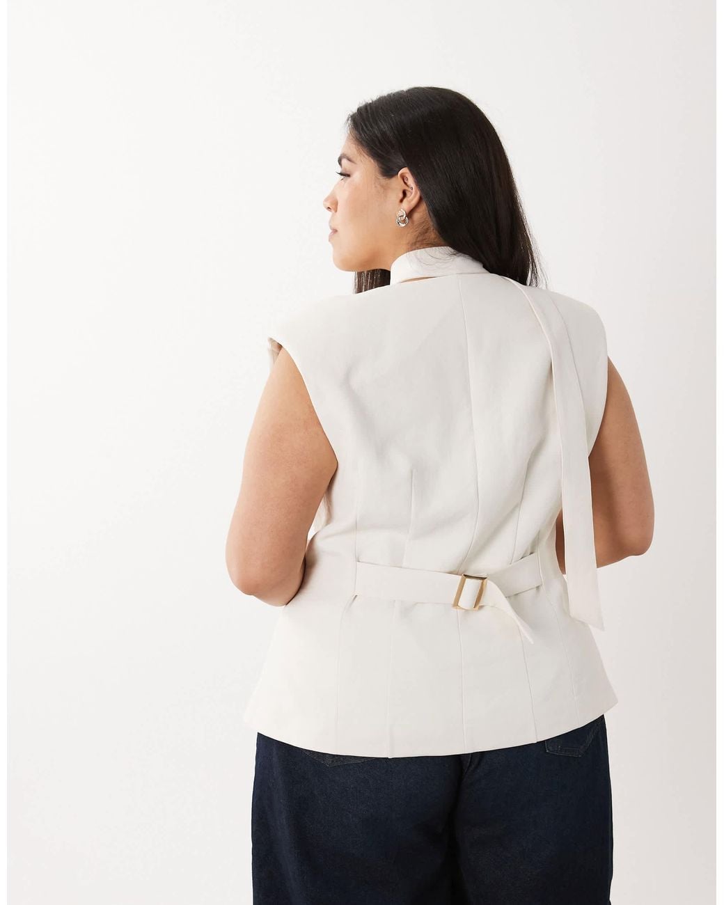 ASOS Curve Tailored Moulded Hip Longline Waistcoat in White | Lyst