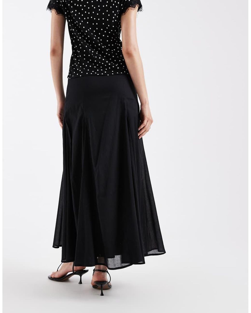 ASOS Black Cotton Godet Maxi Skirt