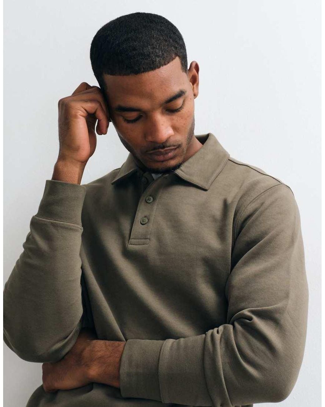 Mango Black Button Up Polo Top for men